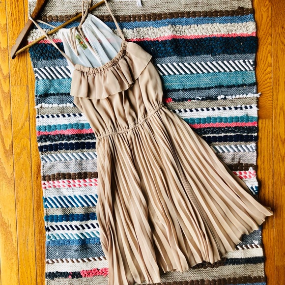 Altar'd State Dresses & Skirts - Altar’d State Sheer Back Pleated Bottom Silk Dress